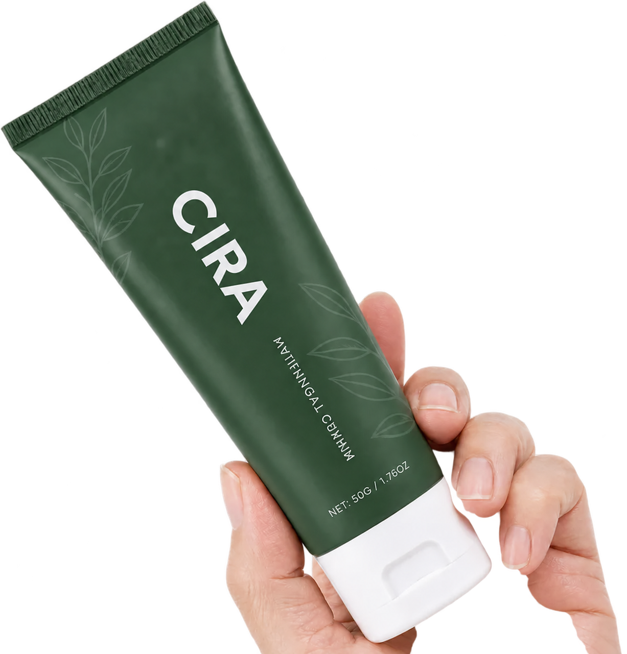 Hand holding a tube of Cira Antifungal Cream